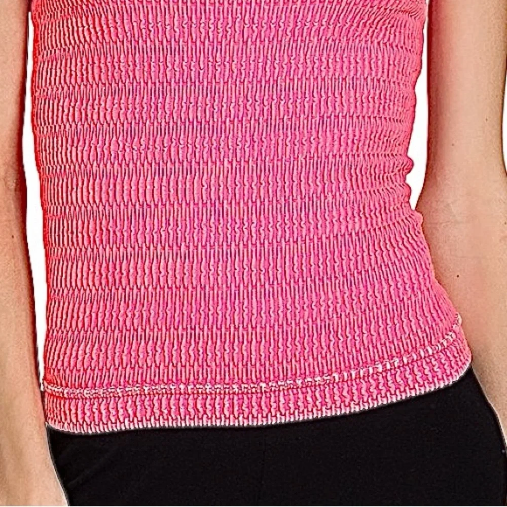 😉 👀 Zenana Seamless Winkle Stone Washed Tank Top - Coral Fuschia - Picture 6 of 9